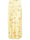 Andamane Bella Floral-print Satin Skirt In Giallo/fiori
