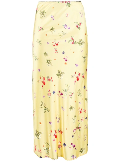 Andamane Bella Floral-print Satin Skirt In Giallo/fiori