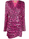 Andamane Colette Sequinned Leopard-print Dress In Pink