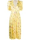 Andamane Cassandra Floral-print Midi Dress In Yellow