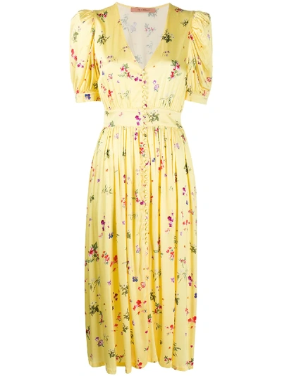 Andamane Cassandra Floral-print Midi Dress In Yellow