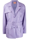 Andamane Cher Faux-leather Fringed Jacket In Purple