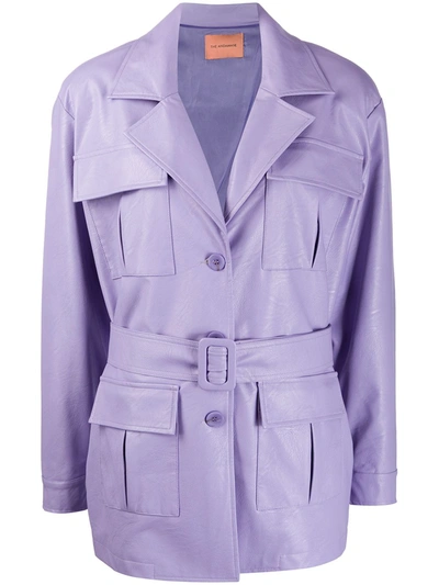 The Andamane Cher Faux-leather Fringed Jacket In Purple