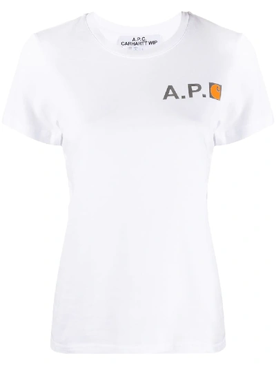 Apc Logo Print Crew Neck T-shirt In White