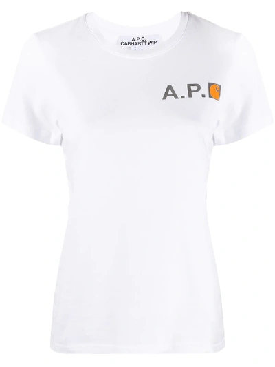 A.p.c. Logo Print Crew Neck T-shirt In White