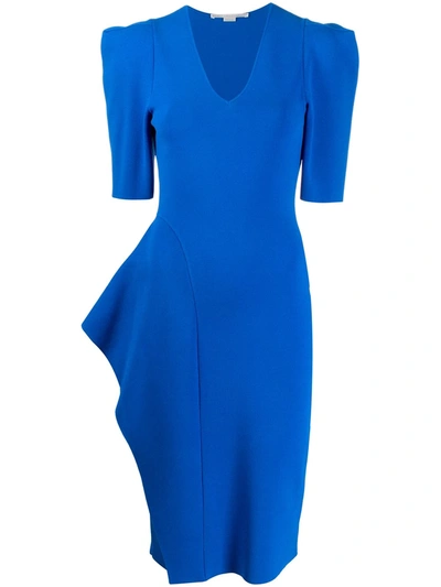 Stella Mccartney Structured Shoulder Knee-length Dress In Bellini Blue