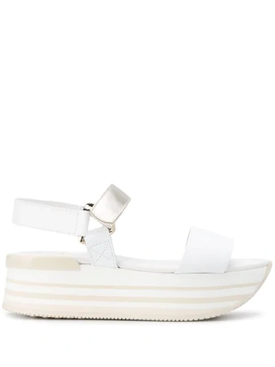 Hogan Striped-platform Sandals In White