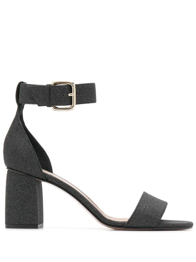 Red Valentino Glitter Embellished 80mm Sandals In Black