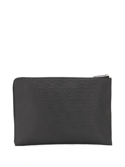 Fendi Shaded-effect Ff Pouch In Black