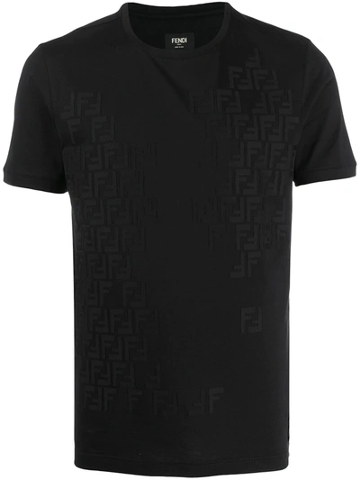 Fendi Ff Faded Motif T-shirt In Black