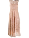 Red Valentino Floral Embroidery Point D'esprit Dress In Neutrals