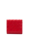 Bottega Veneta Bifold Woven Wallet In Red