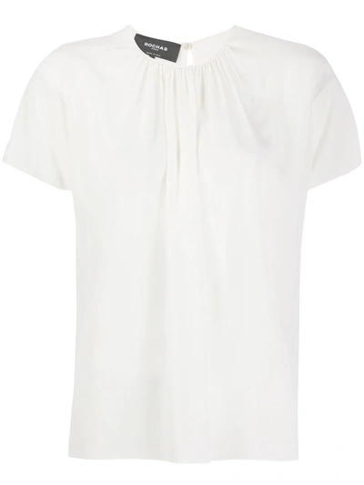Rochas Gathered Neck Blouse In White
