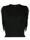 Pinko Fringed Knitted Top In Black