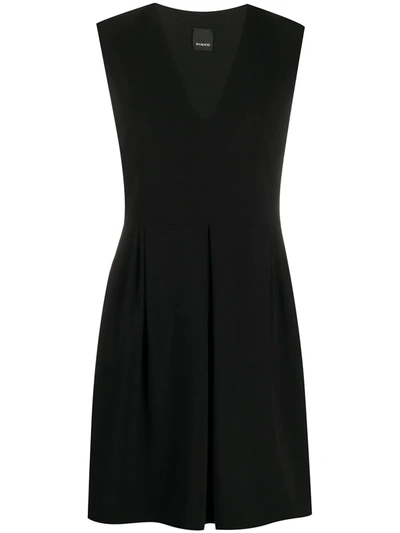 Pinko V-neck Shift Dress In Black