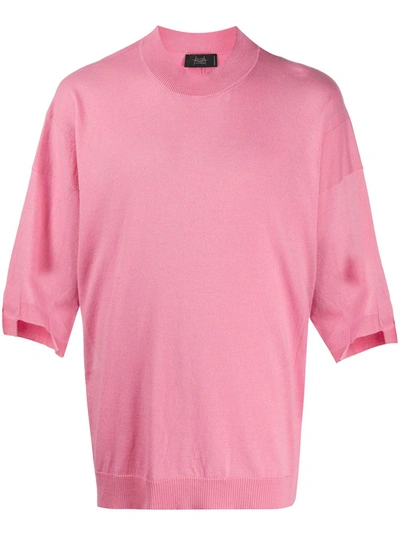 Maison Flaneur Ribbed Trim Oversized-fit T-shirt In Pink