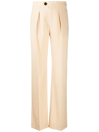 Chloé Pleated Straight Trousers In Neutrals