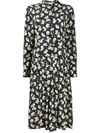 Chloé Floral Print Pleated Dress In Blue