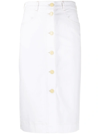 See By Chloé Denim Pencil Skirt In White