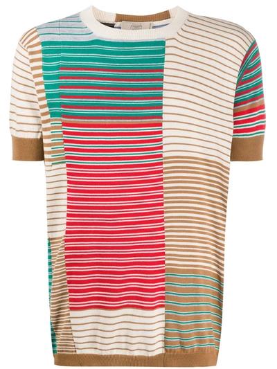 Maison Flaneur Striped Short-sleeved Jumper In Multicolor