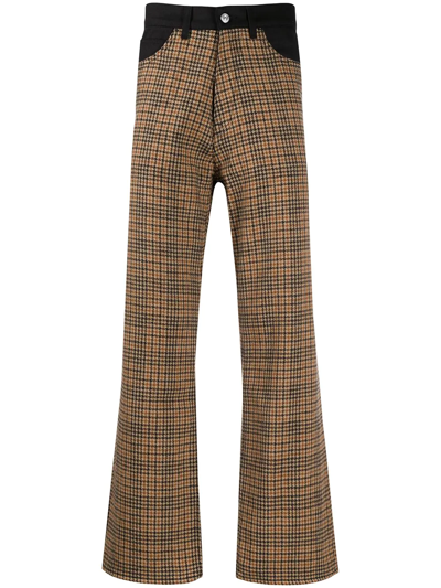 Our Legacy Denim-yoke Houndstooth Trousers In Brown