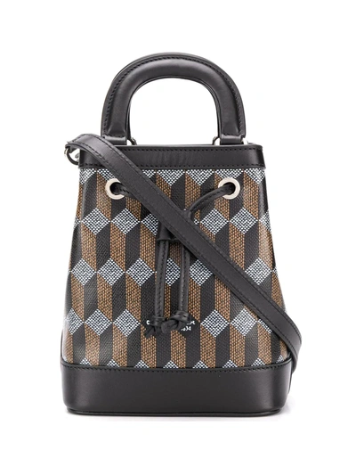 Audepart Dauphine Geometric-print Bucket Bag In Black