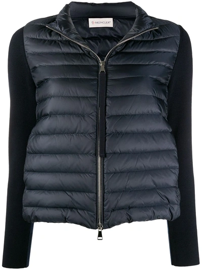 Moncler Contrast Sleeves Padded Jacket In Blue