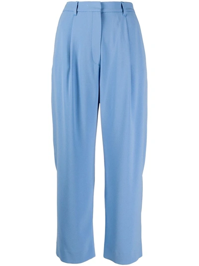 Kenzo Pleated Wide-leg Trousers In Blue