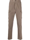Eleventy Contrast Piping Cargo Trousers In Khaki