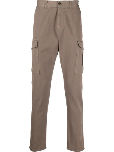 Eleventy Contrast Piping Cargo Trousers In Brown
