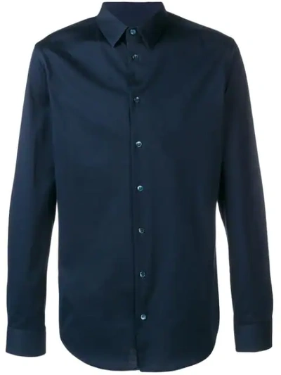 Giorgio Armani Regular-fit Cotton Shirt In Blue
