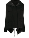 Sacai Oversized Panelled Parka Jacket In Black