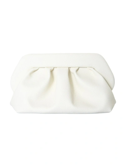 Themoirè Pleated Faux-leather Clutch Bag In White