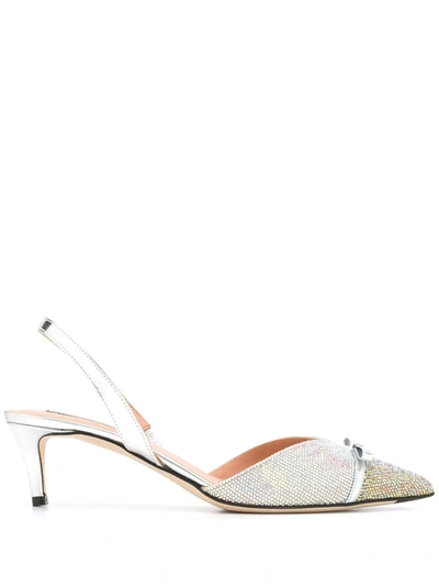 Marco De Vincenzo Bow Sling-back Pumps In Silver
