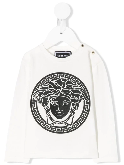 Young Versace Babies' Medusa Logo T-shirt In White