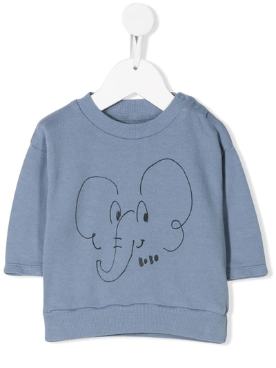 Bobo Choses Babies' Elephant Print T-shirt In Blue