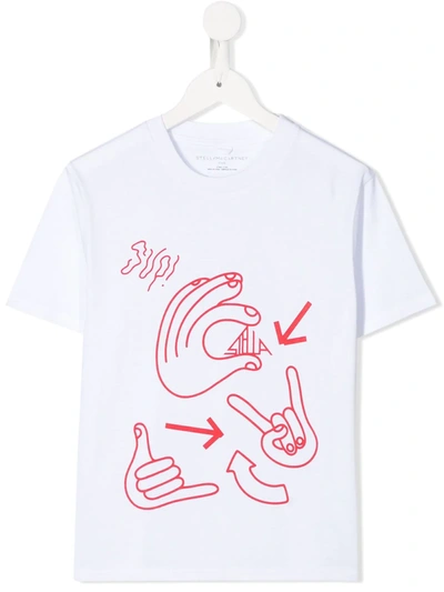 Stella Mccartney Kids' Hand Signals Print T-shirt In White