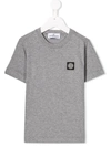 Stone Island Junior Teen Logo Patch T-shirt In Grey