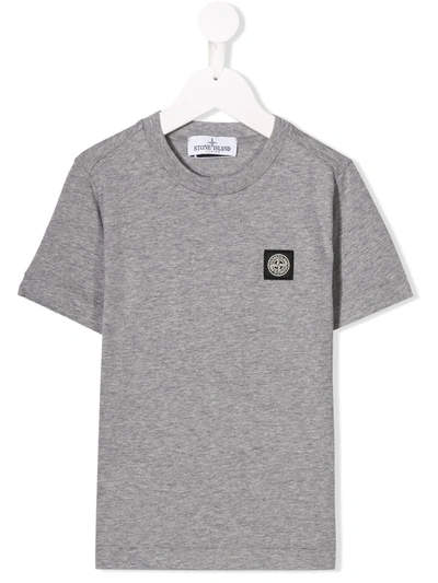 Stone Island Junior Teen Logo Patch T-shirt In Grey