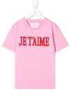 Alberta Ferretti Kids' Je T'aime T-shirt In Pink