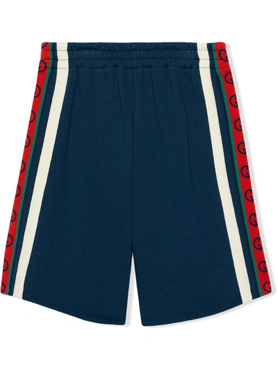 Gucci Kids' Children's Cotton Shorts With Interlocking G In Blue