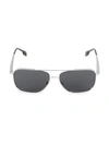 Burberry Men's Square Steel Double-bridge Sunglasses In Silver/gray