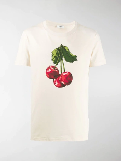 Lanvin Cherry Scented T-shirt In Pale Beige/red/green