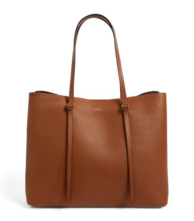 Polo Ralph Lauren Large Leather Lennox Tote Bag In Brown