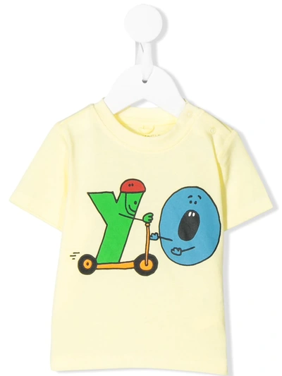Stella Mccartney Babies' Alphabet With Scooter T-shirt In Yellow