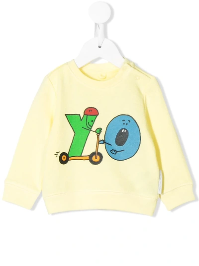 Stella Mccartney Babies' Alphabet With Scooter Print Sweatshirt In Yellow