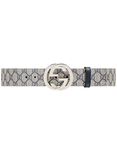 Gucci Gg Supreme Belt With G Buckle In Blue