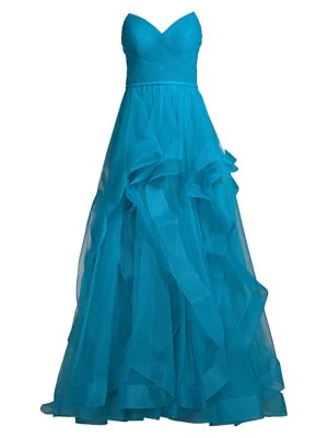 basix black label sweetheart cascade gown