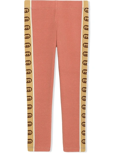 Gucci Kids' 棉质平纹针织紧身裤 In Light Pink
