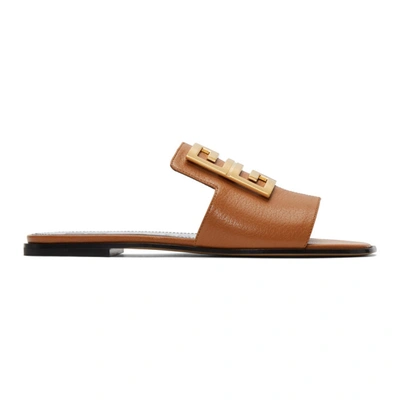 Givenchy 4g-logo Leather Slides In Beige